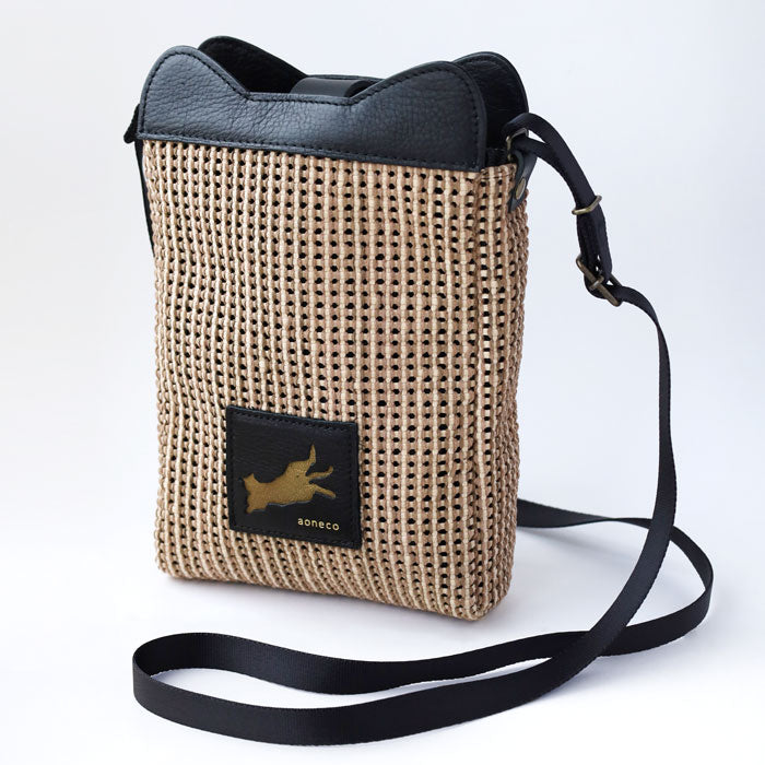 aoneco Lattice Mini Shoulder Bag [an058] Rescue Cat Support Donation Leather Goods Brand Women's Cat Shoulder Bag Pouch