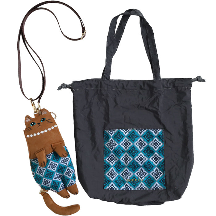 aoneco(アオネコ) necoteko (ネコテコ) トート S [an501] 保護猫 支援 寄付 バッグ ブランド レディース エコバッグ チャーム