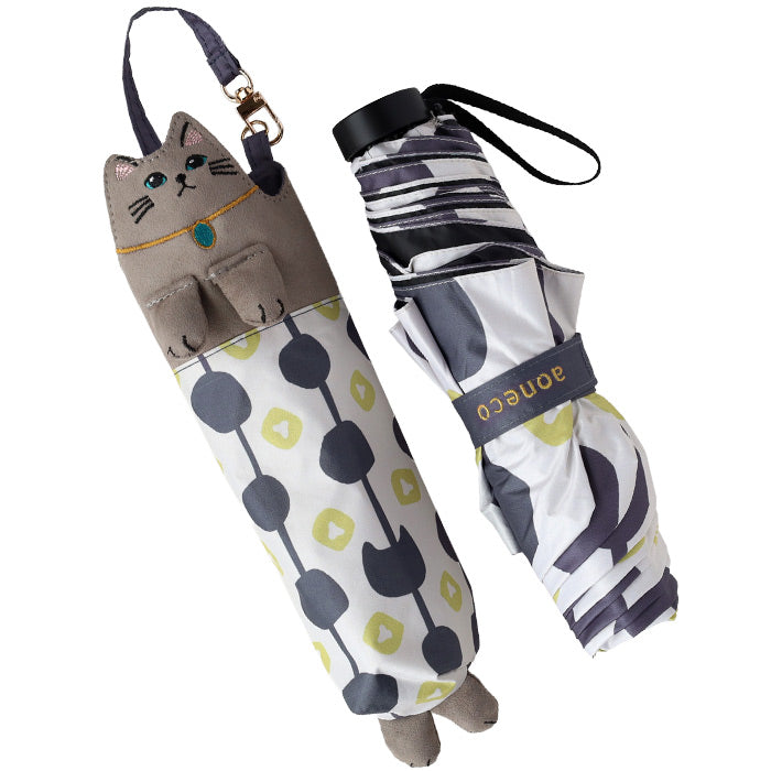 【4色】aoneco(アオネコ) necoteko(ネコテコ) アンブレラ 折りたたみ傘 日傘 晴雨兼用 [an503] 保護猫 支援 寄付 バッグ ブランド