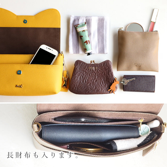 【5色】aoneco Luxe(アオネコ ラグゼ) ポシェット ショルダー レディース [anp002] 保護猫 支援 寄付 ハンドメイド 本革 ブランド 革製品を手がけるwajiさんの保護猫プロジェクト