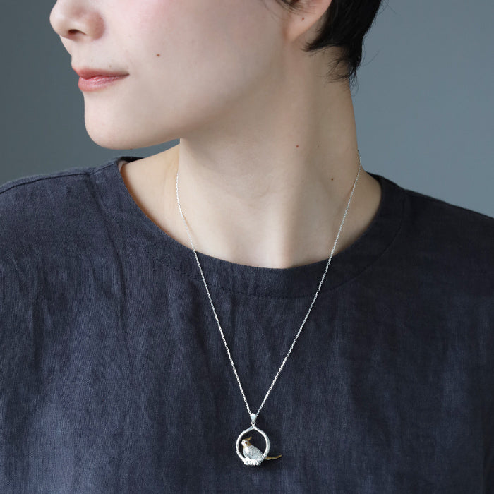 naturama Shima Enaga (Long-tailed Tit) on a Branch Pendant Silver 925 [AP77] AramaRoots Shigehide Kato (copy)