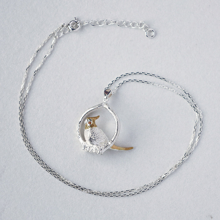 naturama Shima Enaga (Long-tailed Tit) on a Branch Pendant Silver 925 [AP77] AramaRoots Shigehide Kato (copy)