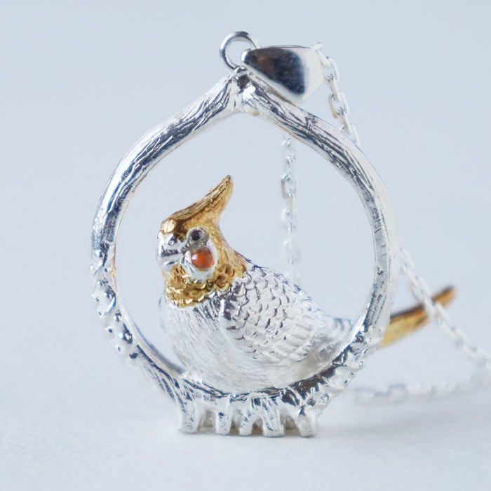 naturama Shima Enaga (Long-tailed Tit) on a Branch Pendant Silver 925 [AP77] AramaRoots Shigehide Kato (copy)