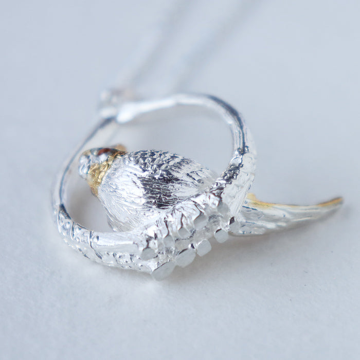 naturama Shima Enaga (Long-tailed Tit) on a Branch Pendant Silver 925 [AP77] AramaRoots Shigehide Kato (copy)