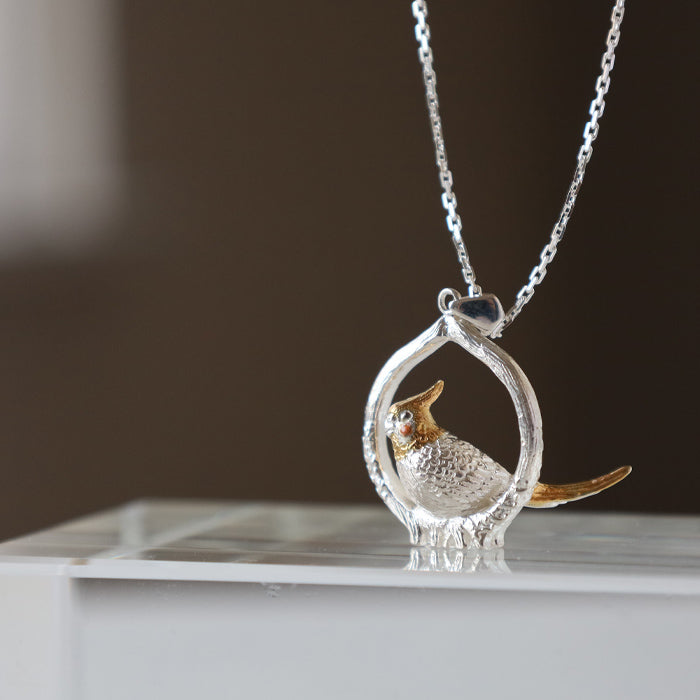 naturama Shima Enaga (Long-tailed Tit) on a Branch Pendant Silver 925 [AP77] AramaRoots Shigehide Kato (copy)