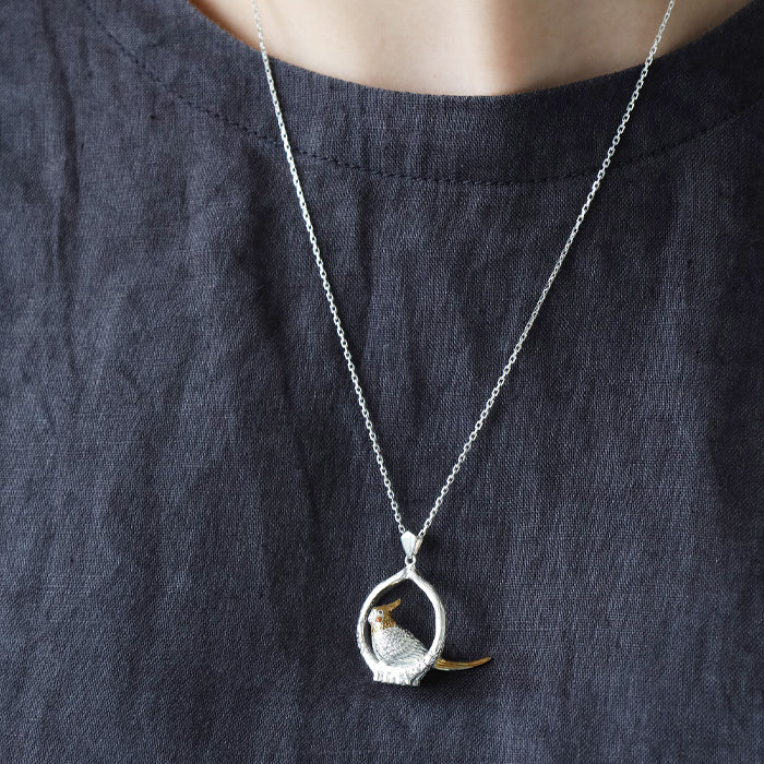 naturama Shima Enaga (Long-tailed Tit) on a Branch Pendant Silver 925 [AP77] AramaRoots Shigehide Kato (copy)
