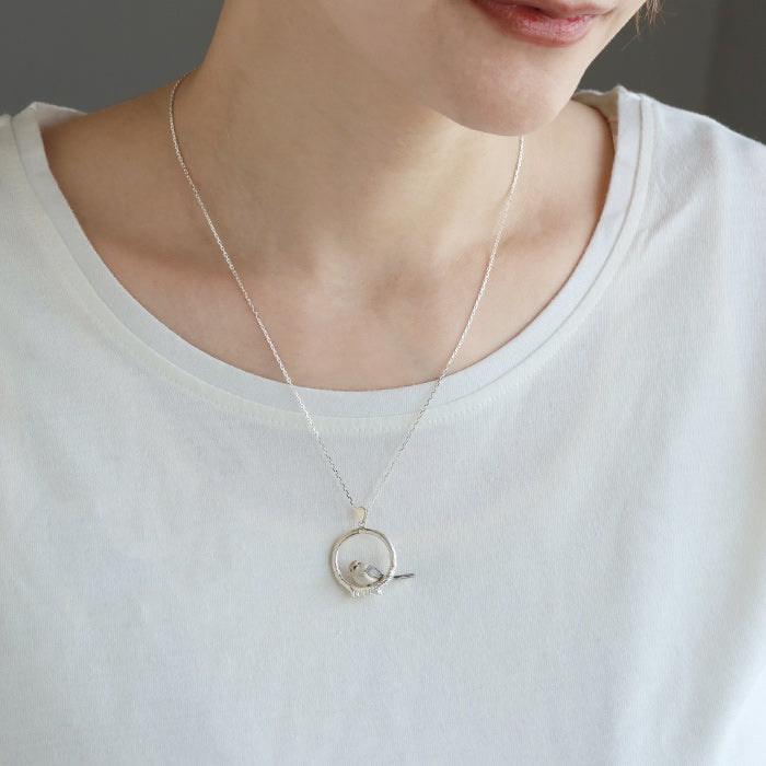 naturama(ナチュラマ) 枝にとまる シマエナガ ペンダント シルバー925 [AP77] AramaRoots(アラマルーツ) 加藤心姿