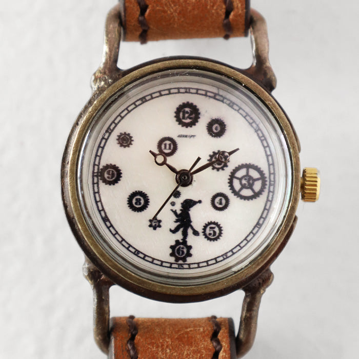 ARKRAFT（アークラフト）手作り腕時計“Pivo small” ホワイトシェル文字盤 プレミアムストラップ [AR-C-013-WH]