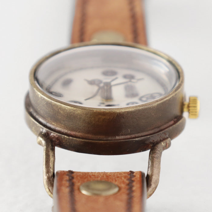 ARKRAFT（アークラフト）手作り腕時計“Pivo small” ホワイトシェル文字盤 プレミアムストラップ [AR-C-013-WH]