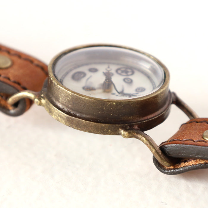 ARKRAFT（アークラフト）手作り腕時計“Pivo small” ホワイトシェル文字盤 プレミアムストラップ [AR-C-013-WH]