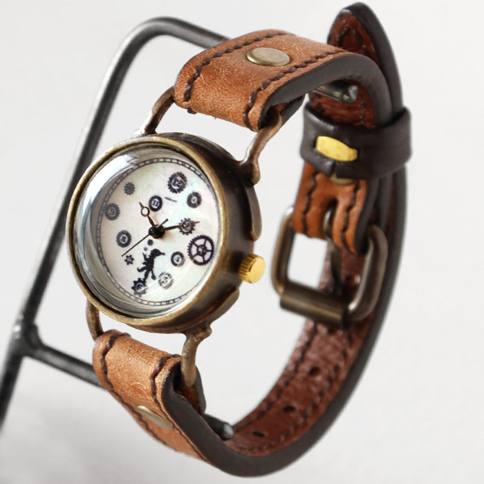 ARKRAFT 手工手錶“Pivo small”白色貝殼錶盤高級錶帶 [AR-C-013-WH] 