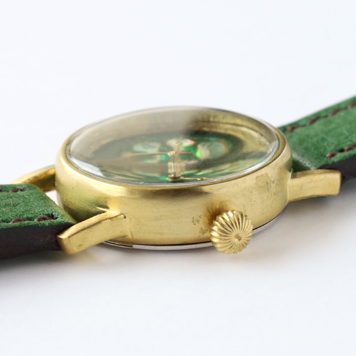 ARKRAFT Watchmaker Hidekazu Araki Handmade Watch “Janis Small” Fireworks in the Forest Green Shell Dial [AR-C-030] Ladies Women 