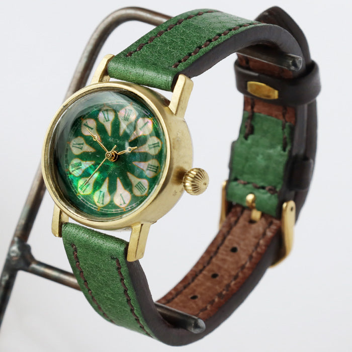 ARKRAFT Watch maker Hidekazu Araki Handmade watch "Janis Small" Fireworks in the forest Green shell dial [AR-C-030-GR] Women's 