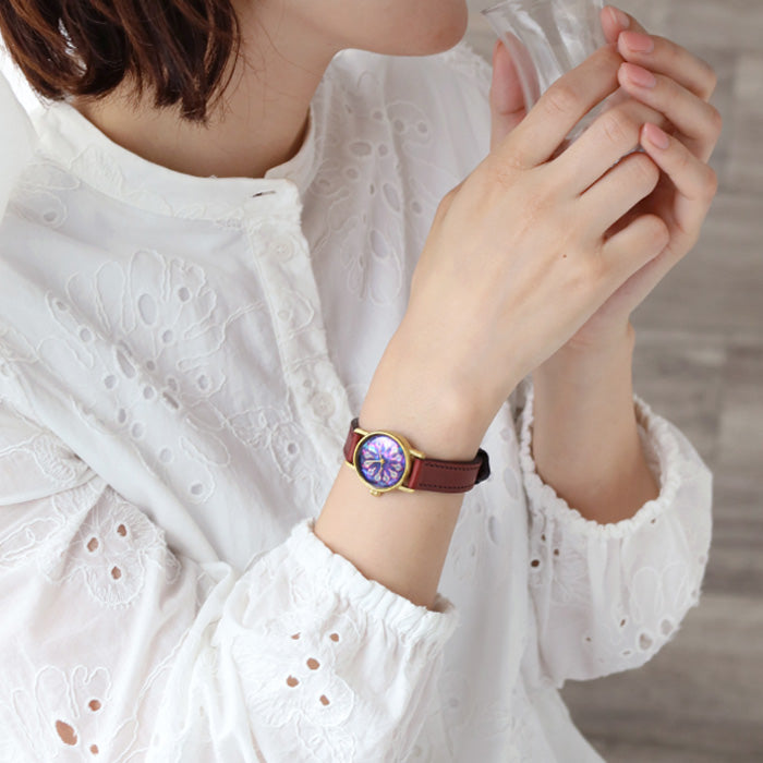 ARKRAFT Watchmaker Hidekazu Araki Handmade Watch “Janis Small” Purple Sky Fireworks Purple Shell Dial [AR-C-030-PU] Ladies Women 