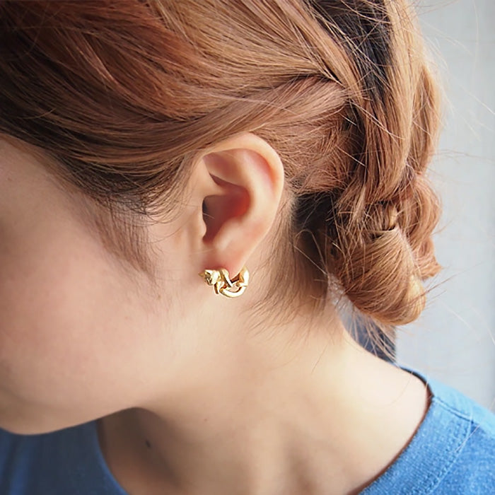 naturama Cat Earrings “Latu” Brass Matte Gold One Ear [AY13-G]