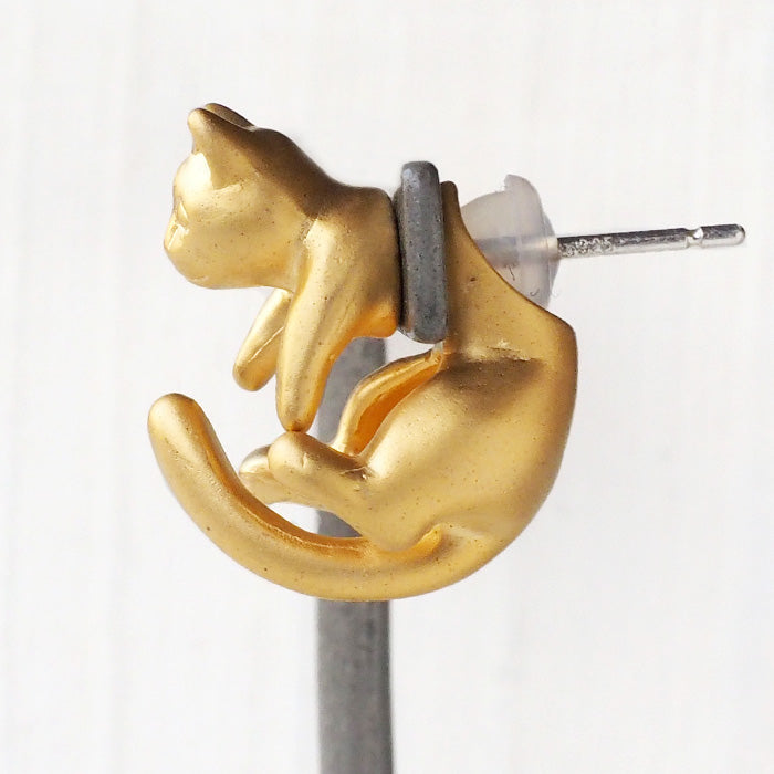 naturama Cat Earrings “Latu” Brass Matte Gold One Ear [AY13-G]