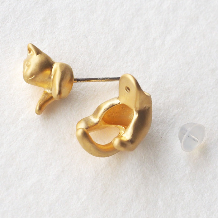 naturama Cat Earrings “Latu” Brass Matte Gold One Ear [AY13-G]