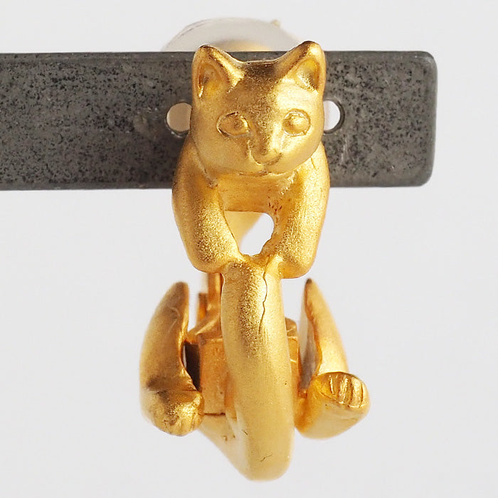 naturama Cat Earrings “Latu” Brass Matte Gold One Ear [AY15-G]