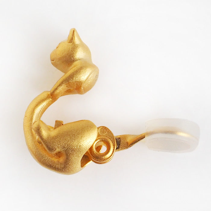 naturama Cat Earrings “Latu” Brass Matte Gold One Ear [AY15-G]