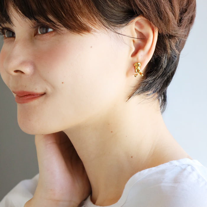 naturama(ナチュラマ) もこもこ トイプードル ピアス ブラウン 24金メッキ シルバー925 片耳 [AY93SV-BR] AramaRoots(アラマルーツ) 加藤心姿