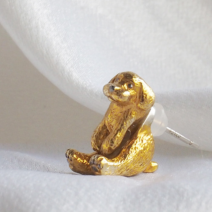 naturama(ナチュラマ) もこもこ トイプードル ピアス ブラウン 24金メッキ シルバー925 片耳 [AY93SV-BR] AramaRoots(アラマルーツ) 加藤心姿