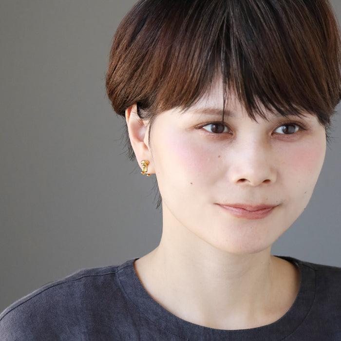 naturama(ナチュラマ) もこもこ トイプードル ピアス ブラウン 24金メッキ シルバー925 片耳 [AY93SV-BR] AramaRoots(アラマルーツ) 加藤心姿