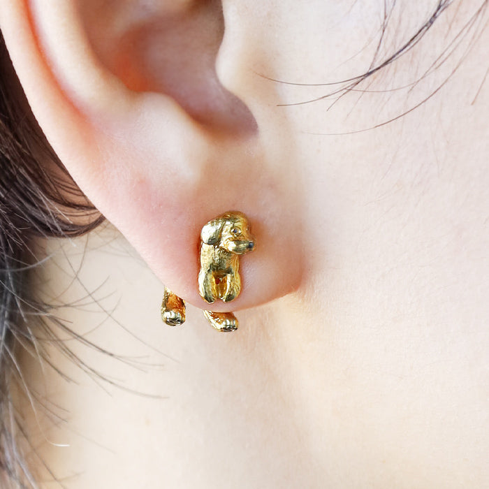 naturama(ナチュラマ) もこもこ トイプードル ピアス ブラウン 24金メッキ シルバー925 片耳 [AY93SV-BR] AramaRoots(アラマルーツ) 加藤心姿