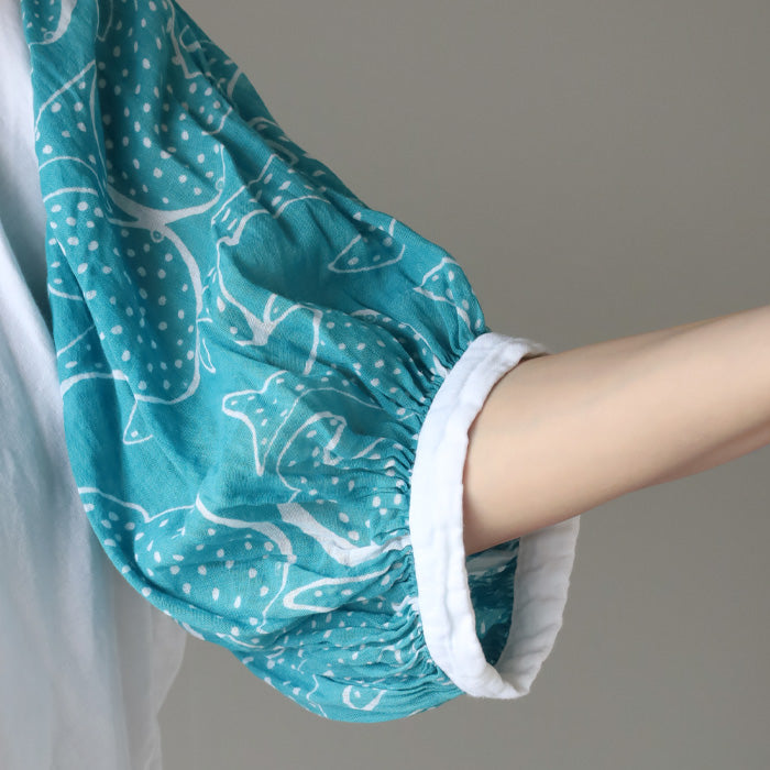 [2 colors] Gauze clothing workshop garage Double gauze Whale shark puff blouse for women [BL-44] Tatsuya Nakanishi and Yoko Nakanishi Gauze clothing Handmade Brand