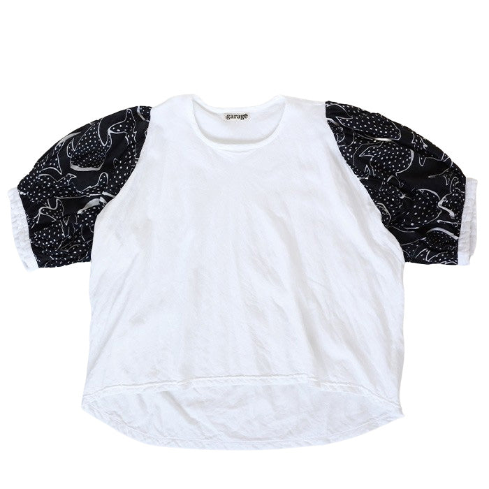 [2 colors] Gauze clothing workshop garage Double gauze Whale shark puff blouse for women [BL-44] Tatsuya Nakanishi and Yoko Nakanishi Gauze clothing Handmade Brand