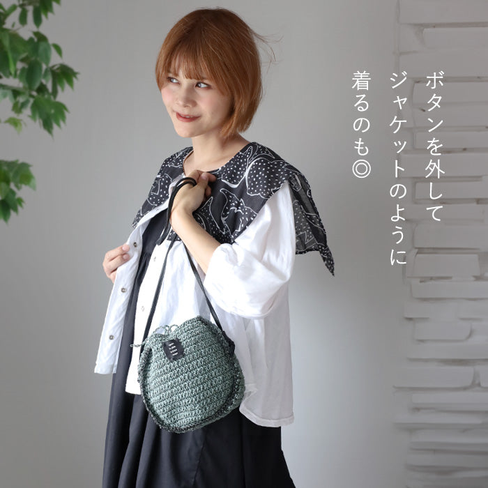 [2 colors] Gauze clothing workshop garage Double gauze Whale shark sailor blouse for women [BL-45] Tatsuya Nakanishi and Yoko Nakanishi Gauze clothing Handmade Brand