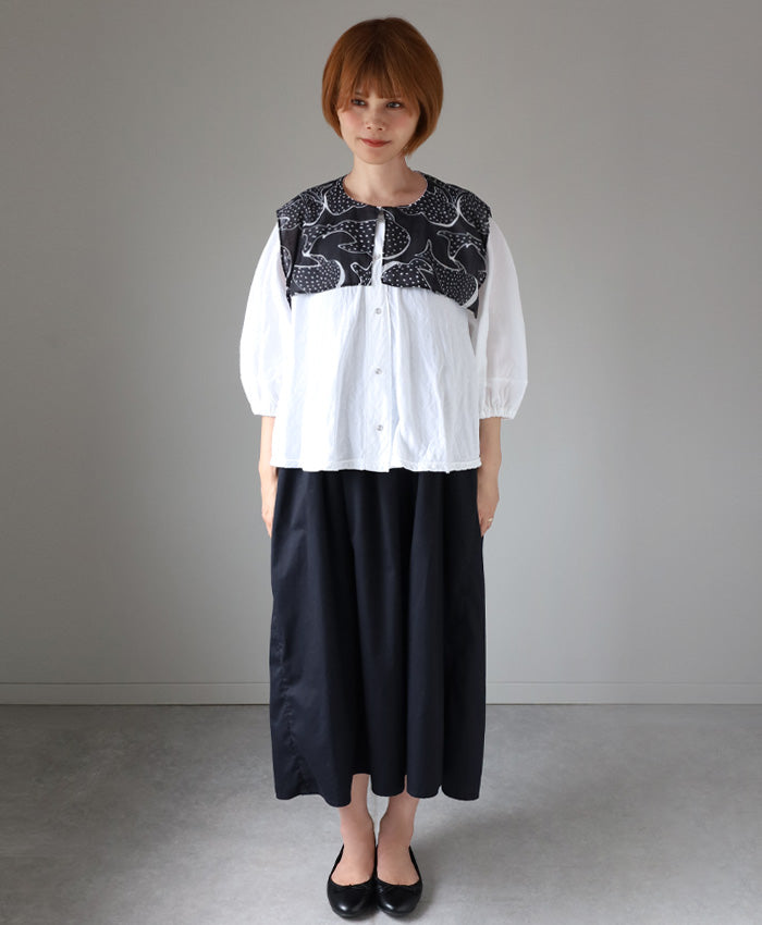 [2 colors] Gauze clothing workshop garage Double gauze Whale shark sailor blouse for women [BL-45] Tatsuya Nakanishi and Yoko Nakanishi Gauze clothing Handmade Brand