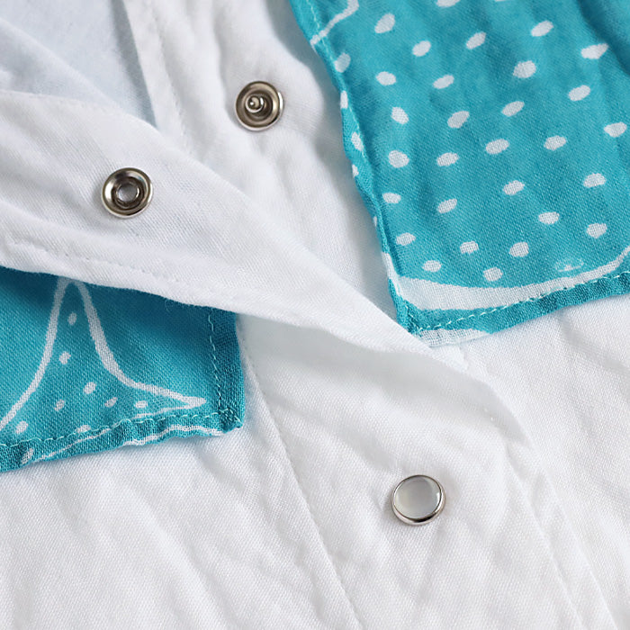 [2 colors] Gauze clothing workshop garage Double gauze Whale shark sailor blouse for women [BL-45] Tatsuya Nakanishi and Yoko Nakanishi Gauze clothing Handmade Brand