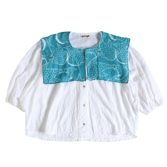 [2 colors] Gauze clothing workshop garage Double gauze Whale shark sailor blouse for women [BL-45] Tatsuya Nakanishi and Yoko Nakanishi Gauze clothing Handmade Brand