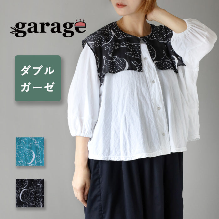 [2 colors] Gauze clothing workshop garage Double gauze Whale shark sailor blouse for women [BL-45] Tatsuya Nakanishi and Yoko Nakanishi Gauze clothing Handmade Brand