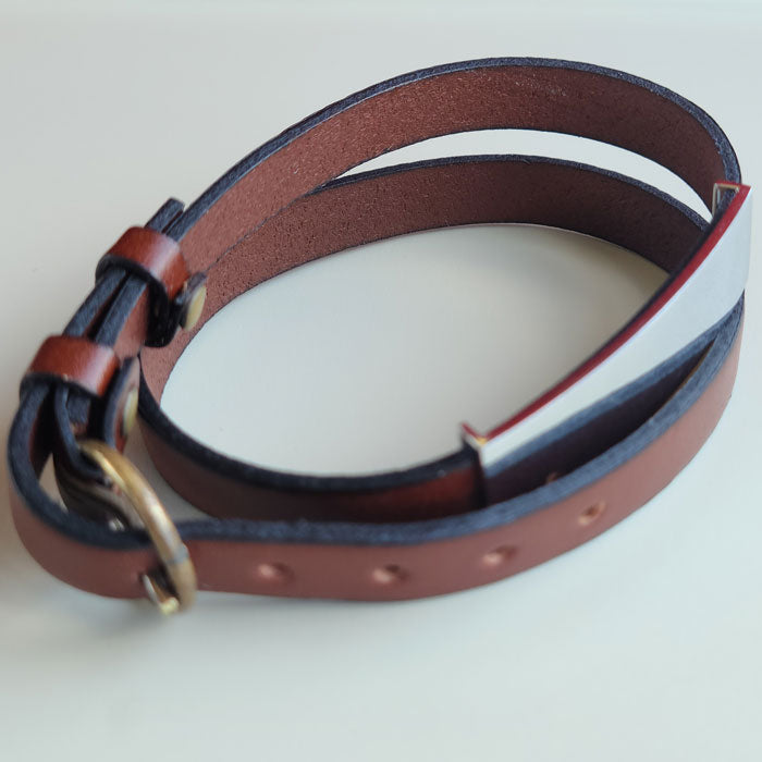 vie（ヴィー） イタリアンレザー×サージカルステンレス ブレスレット 9mm幅 ブラウン [BL005]