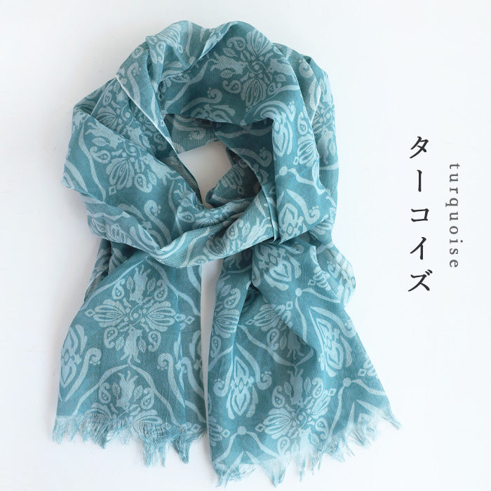 aoneco(アオネコ) シルク混 ダマスク柄 ストール [ca025] レディース 革製品を手がけるwajiさんの保護猫プロジェクト ネコ 猫 絹屋 きぬや スカーフ 薄手