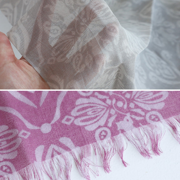 aoneco(アオネコ) シルク混 ダマスク柄 ストール [ca025] レディース 革製品を手がけるwajiさんの保護猫プロジェクト ネコ 猫 絹屋 きぬや スカーフ 薄手