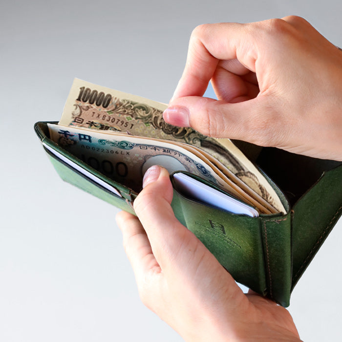 [從 5 種顏色中選擇] TSUKIKUSA 緊湊型雙折錢包（帶零錢包）[Aoi-coin] [MW-1] 