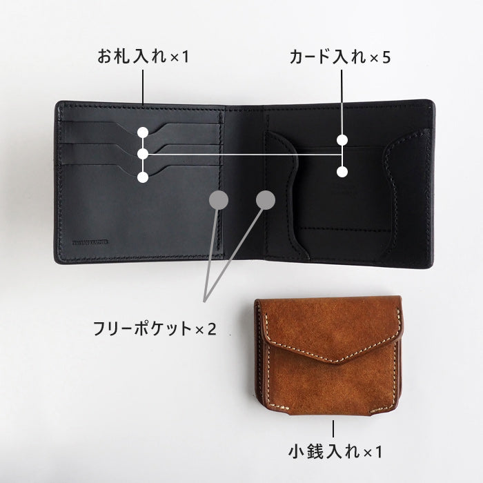 CRAMP Pueblo Leather Detachable Coin Case Bi-fold Wallet for Men and Women [CR-601] Taito-ku, Tokyo Leather Wallets Leather Accessories Brand 