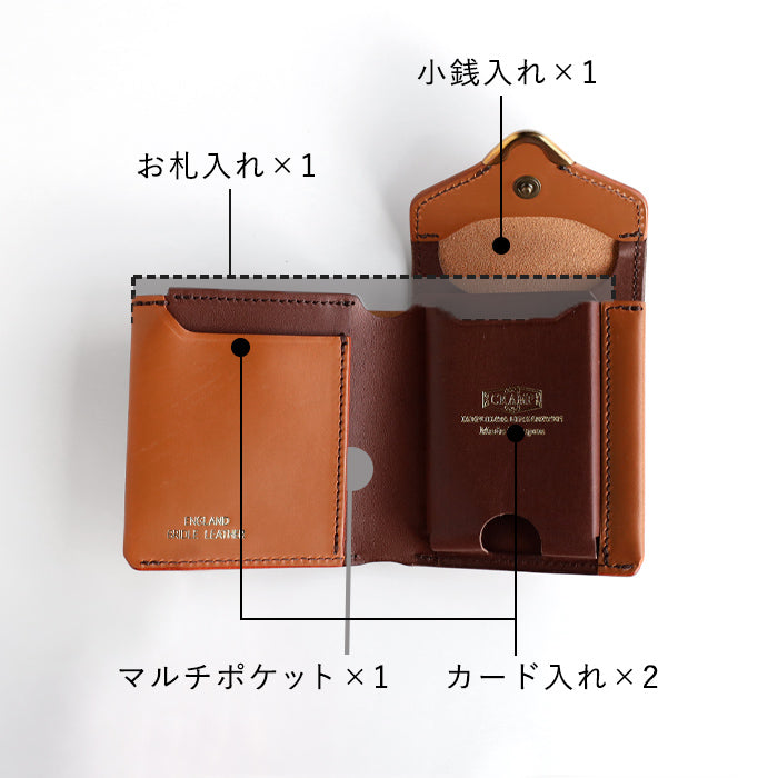 CRAMP (Cramp) UK Bridle Leather Trifold Wallet (with coin purse) Brass Hardware Men's &amp; Women's [CR-928] Leather Wallet &amp; Accessories Brand from Taito-ku, Tokyo