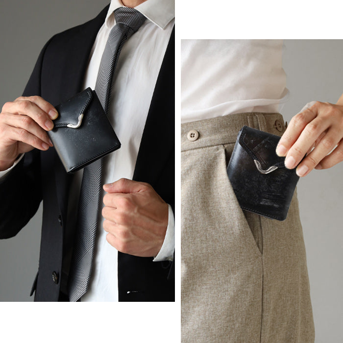 CRAMP Bridle Leather Garcon Bi-fold Wallet (with Coin Purse) Black [CR-928SP] Taito-ku, Tokyo Leather Wallets Leather Accessories 