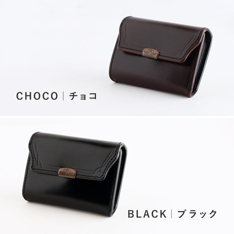 [2 colors] Dual Saddle Pull-Up Genuine Leather Compact Bi-fold Wallet with Coin Pocket, Brass Hardware [DCR-1040] Ikenohata Ginkawa-ten Leather Wallet Brand, Taito-ku, Tokyo