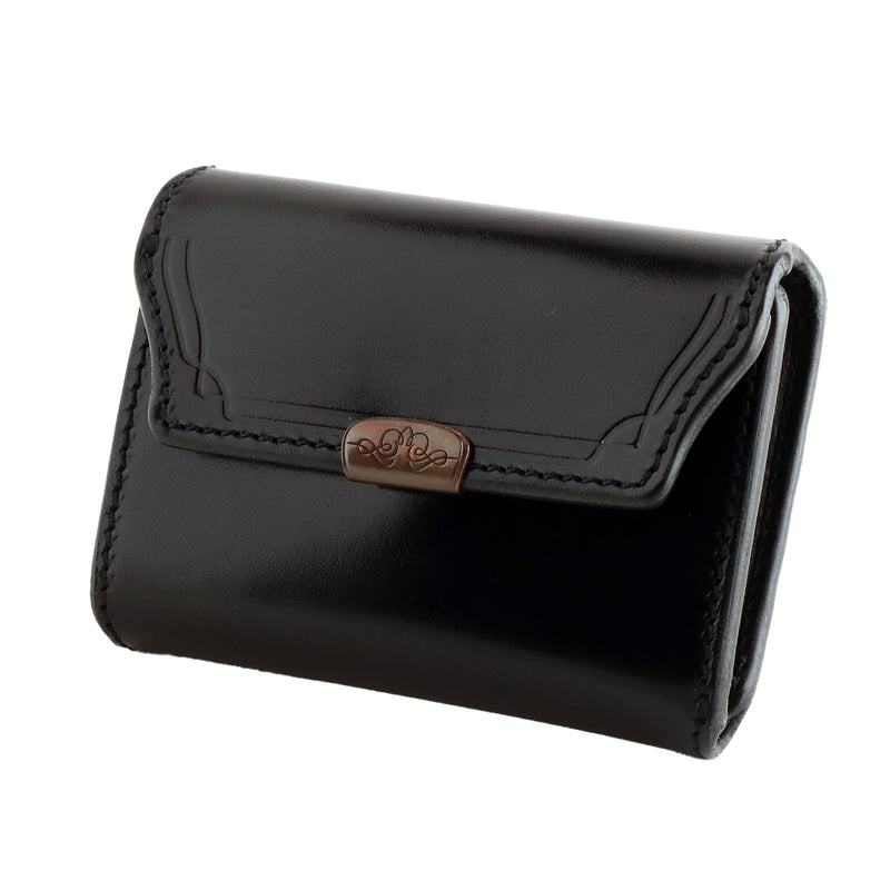 [2 colors] Dual Saddle Pull-Up Genuine Leather Compact Bi-fold Wallet with Coin Pocket, Brass Hardware [DCR-1040] Ikenohata Ginkawa-ten Leather Wallet Brand, Taito-ku, Tokyo