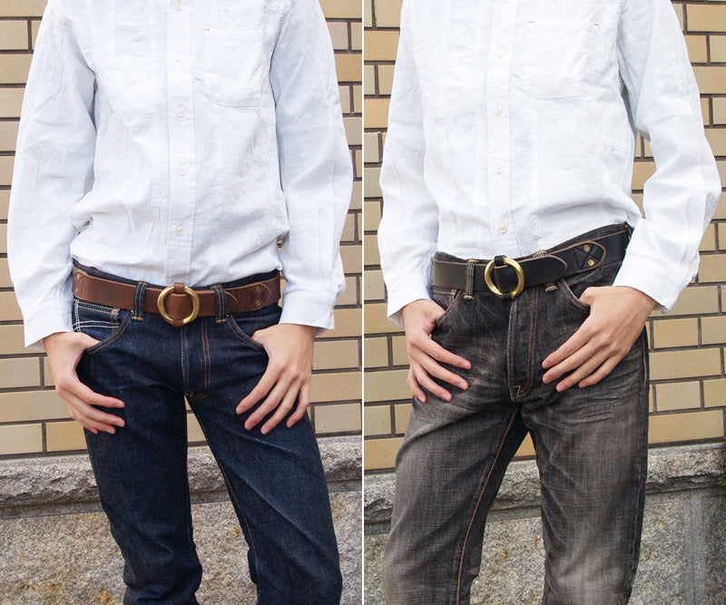 Dady Horween Aniline Chromexcel Leather Ring Belt Men's [DD1056] 