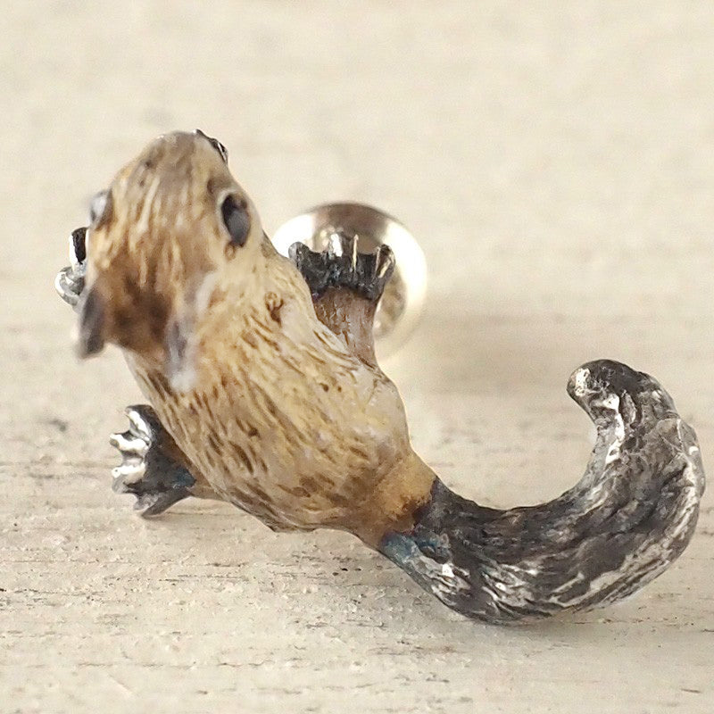 DECOvienya handmade accessories Ezo squirrel earrings silver one ear [DE-123] 