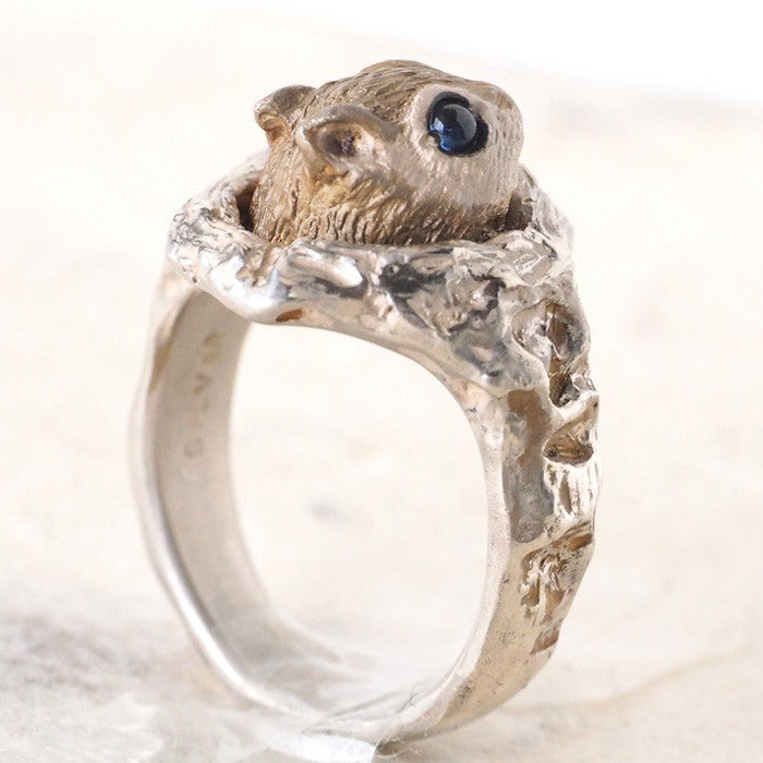DECOvienya Handcrafted Accessory Nest Hole Momonga Ring Silver [DE-124] 