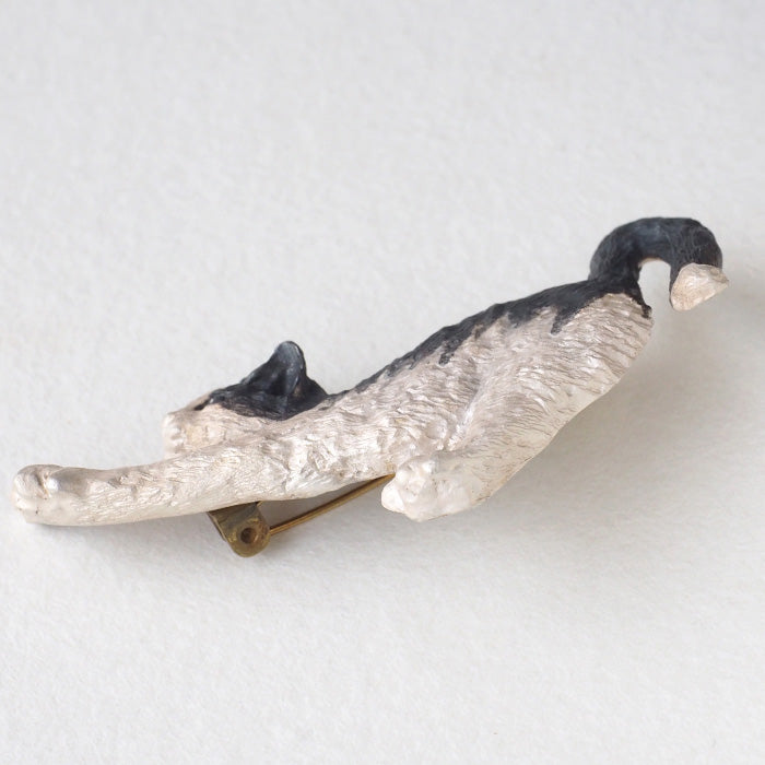 DECOvienya Handmade accessories stretch cat brooch silver [DE-126] 