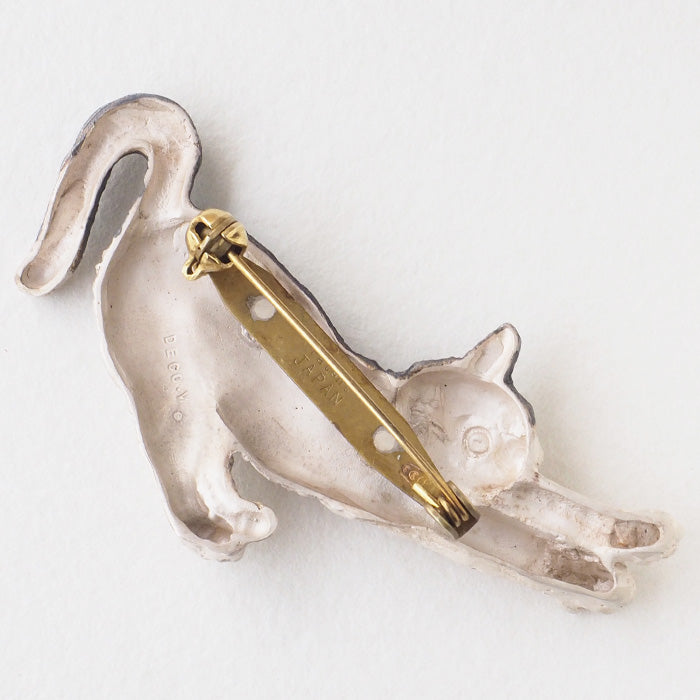 DECOvienya Handmade accessories stretch cat brooch silver [DE-126] 