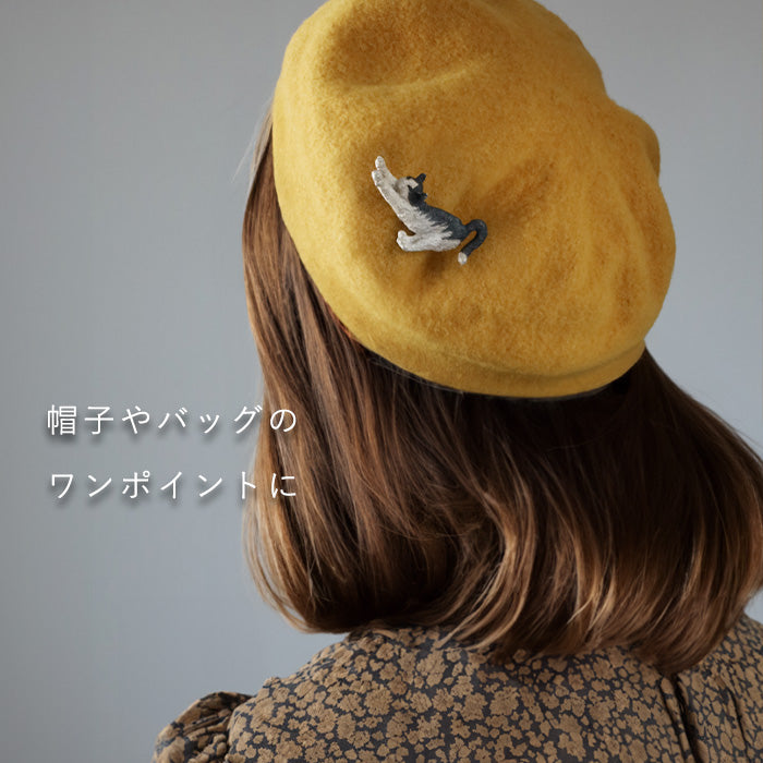 DECOvienya Handmade accessories stretch cat brooch silver [DE-126] 