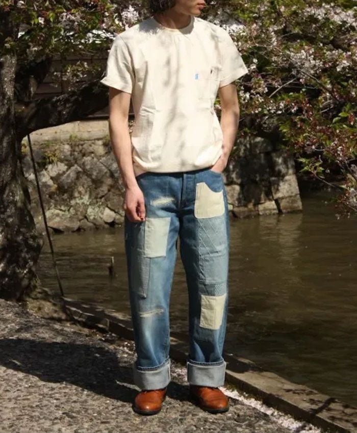 graphzero 13oz Remake Heritage Jeans Patchwork Indigo Used Wash [GZ-13HRJ-PW] Okayama Kurashiki Kojima Jeans Denim Brand